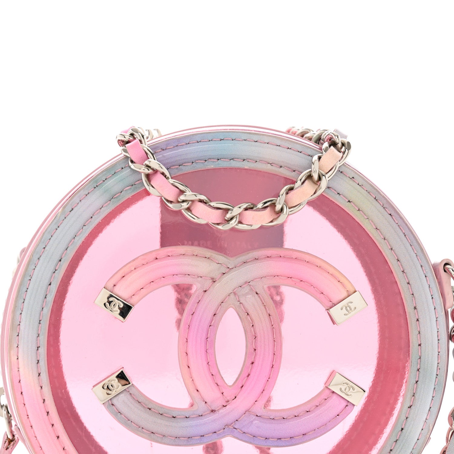 Chanel PVC Lambskin Filigree Round Clutch With Chain Pink 8 of 12