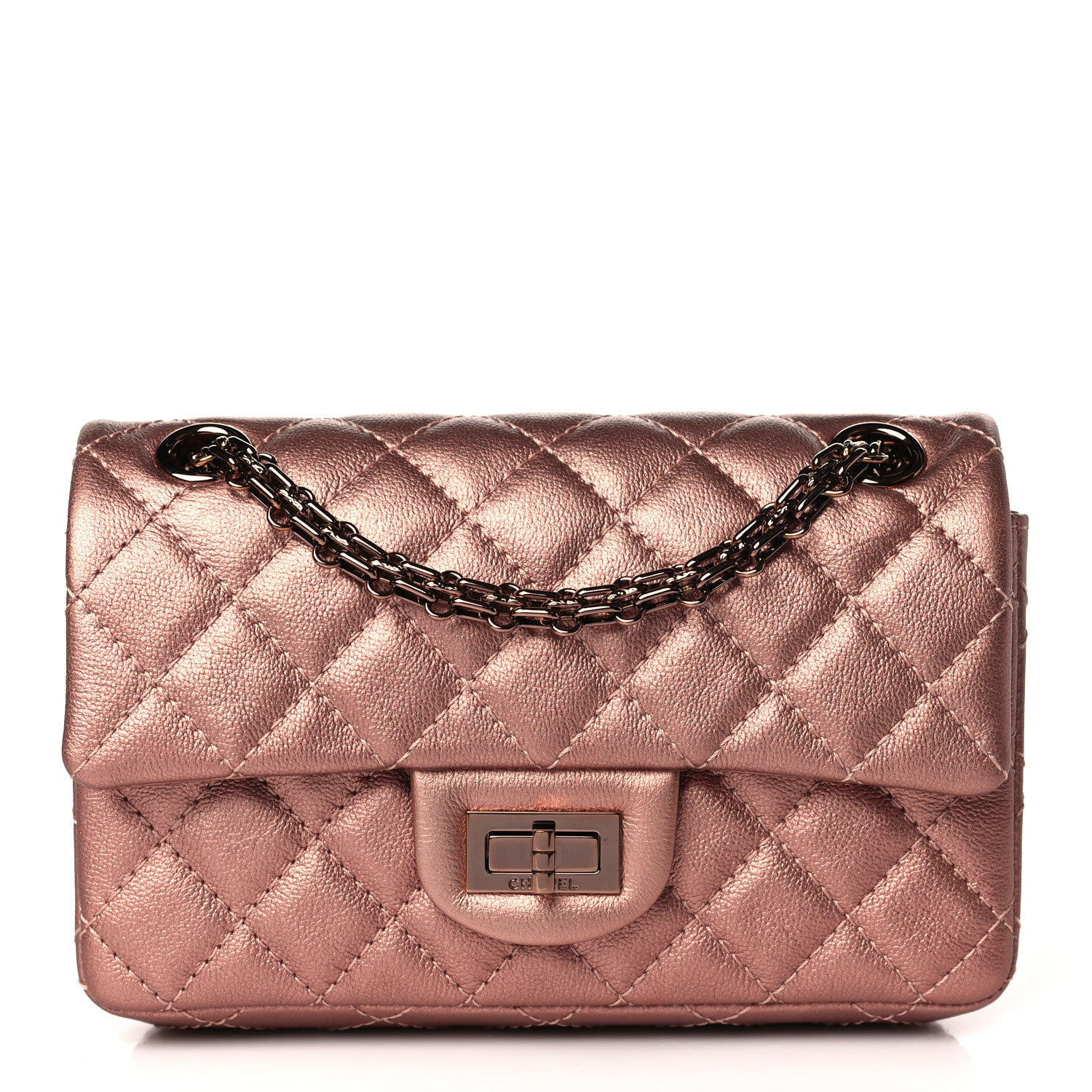 Chanel Metallic Grained Calfskin Quilted 2.55 Reissue Mini Flap Copper Pink 1 of 10