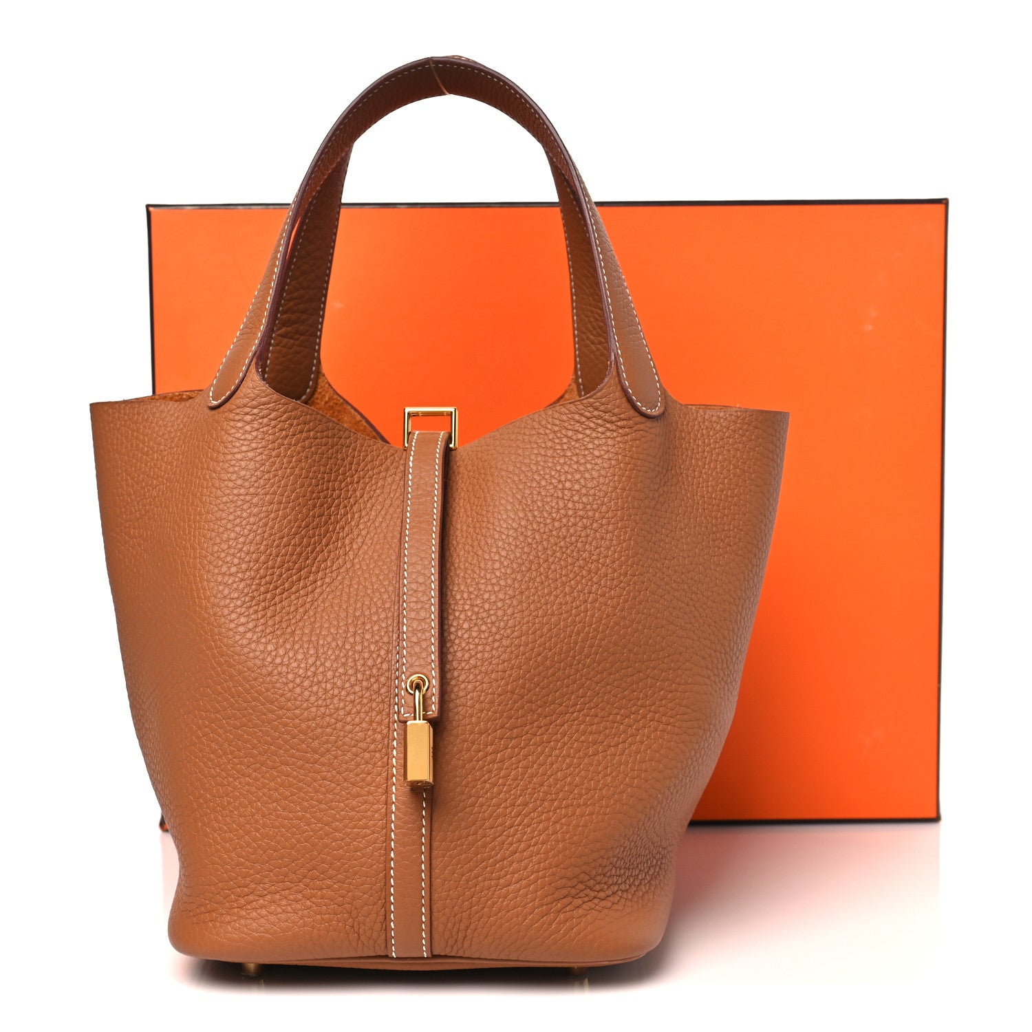 Hermes Taurillon Clemence Picotin Lock 22 MM Gold 3 of 11