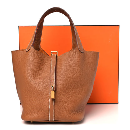 Hermes Taurillon Clemence Picotin Lock 22 MM Gold 3 of 11