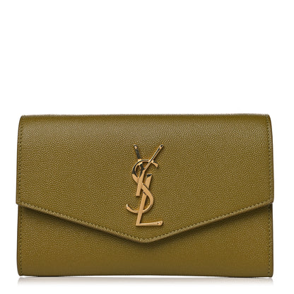 Saint Laurent Grain De Poudre Monogram Uptown Chain Wallet Olive 2 of 10