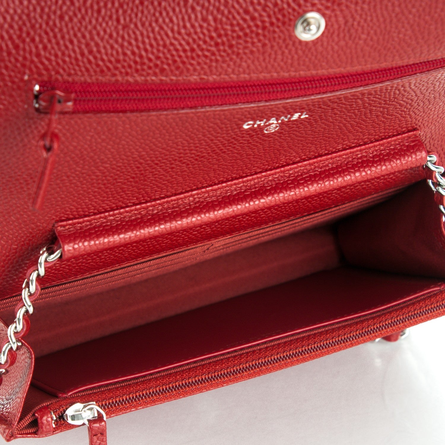 Chanel Caviar Quilted Wallet On Chain WOC Red 5 of 8