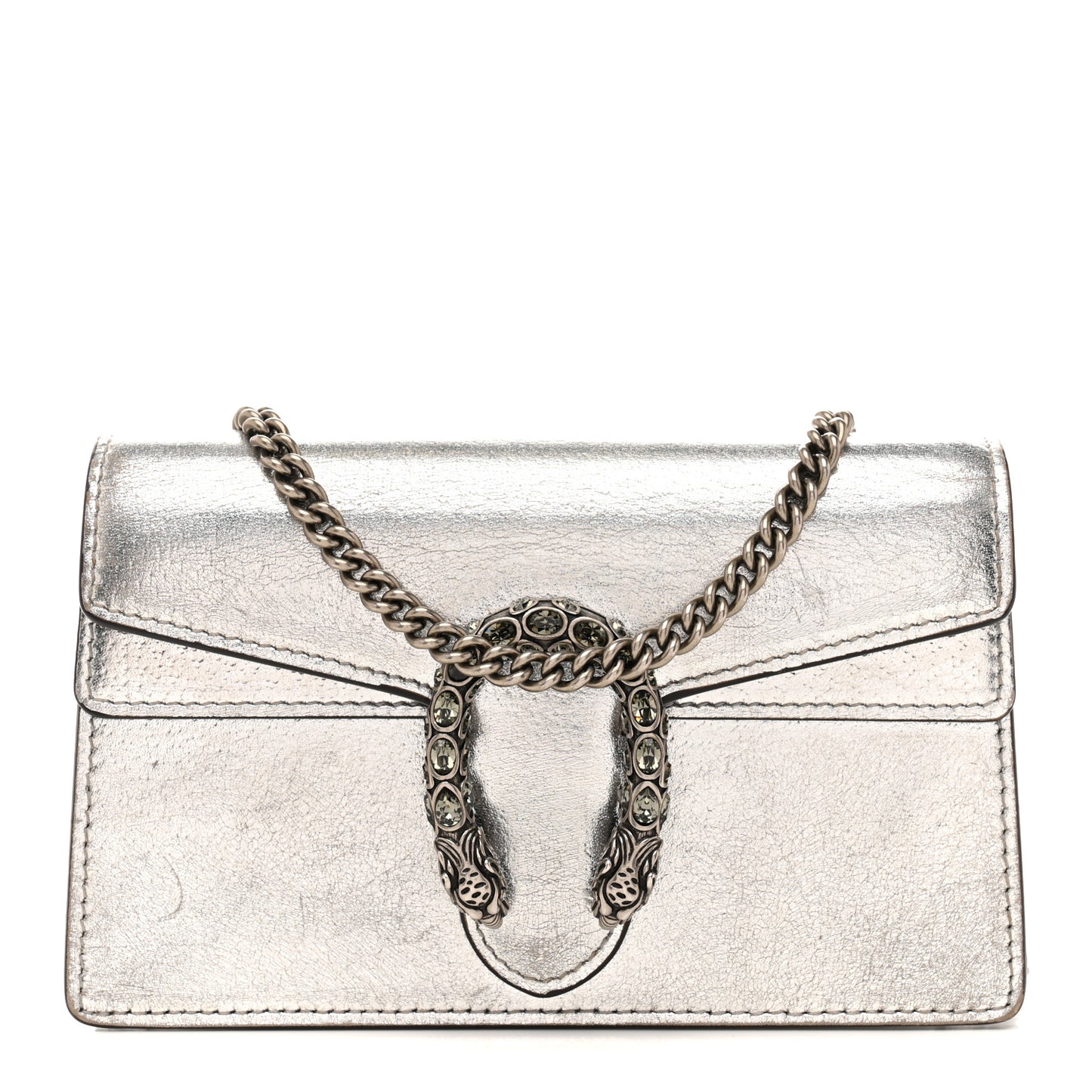 Metallic Calfskin Super Mini Dionysus Shoulder Bag Silver