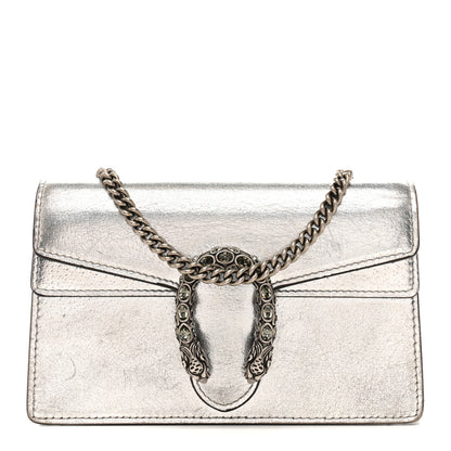 Gucci Metallic Calfskin Super Mini Dionysus Shoulder Bag Silver 1 of 11