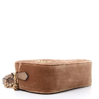 Gucci Velvet Matelasse Small GG Marmont Chain Shoulder Bag Taupe 4 of 10