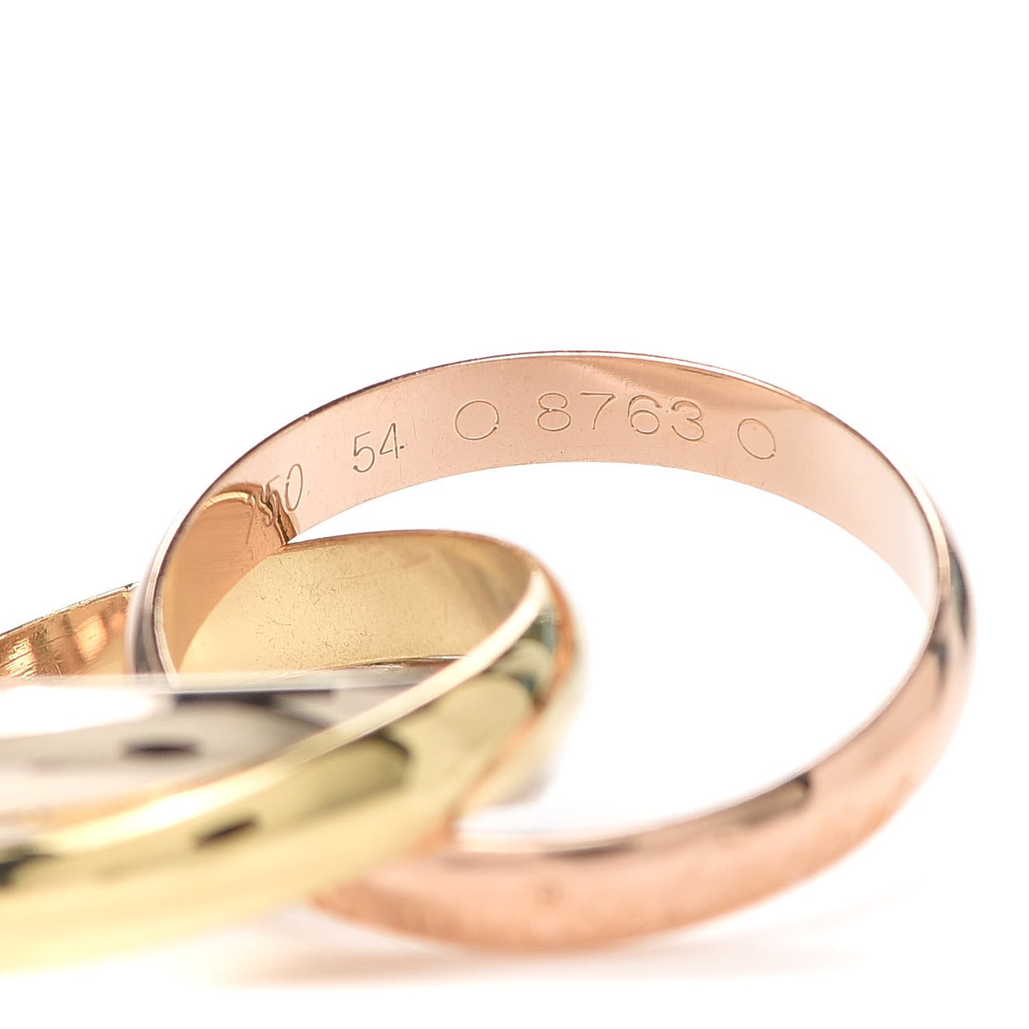 18K Pink Yellow White Gold Classic Les Must De Cartier Trinity Ring 54 6.75
