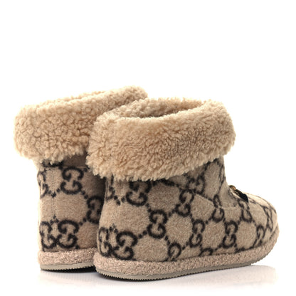 Gucci Covered Wool GG Monogram Womens Fria Horsebit Ankle Boots 39.5 Beige Ebony Butterscotch 4 of 11