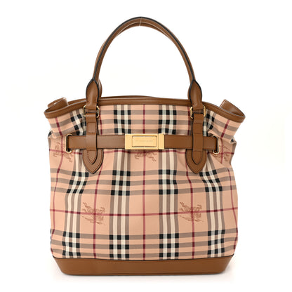Burberry Haymarket Check Medium Golderton Tote Mid Camel 1 of 10