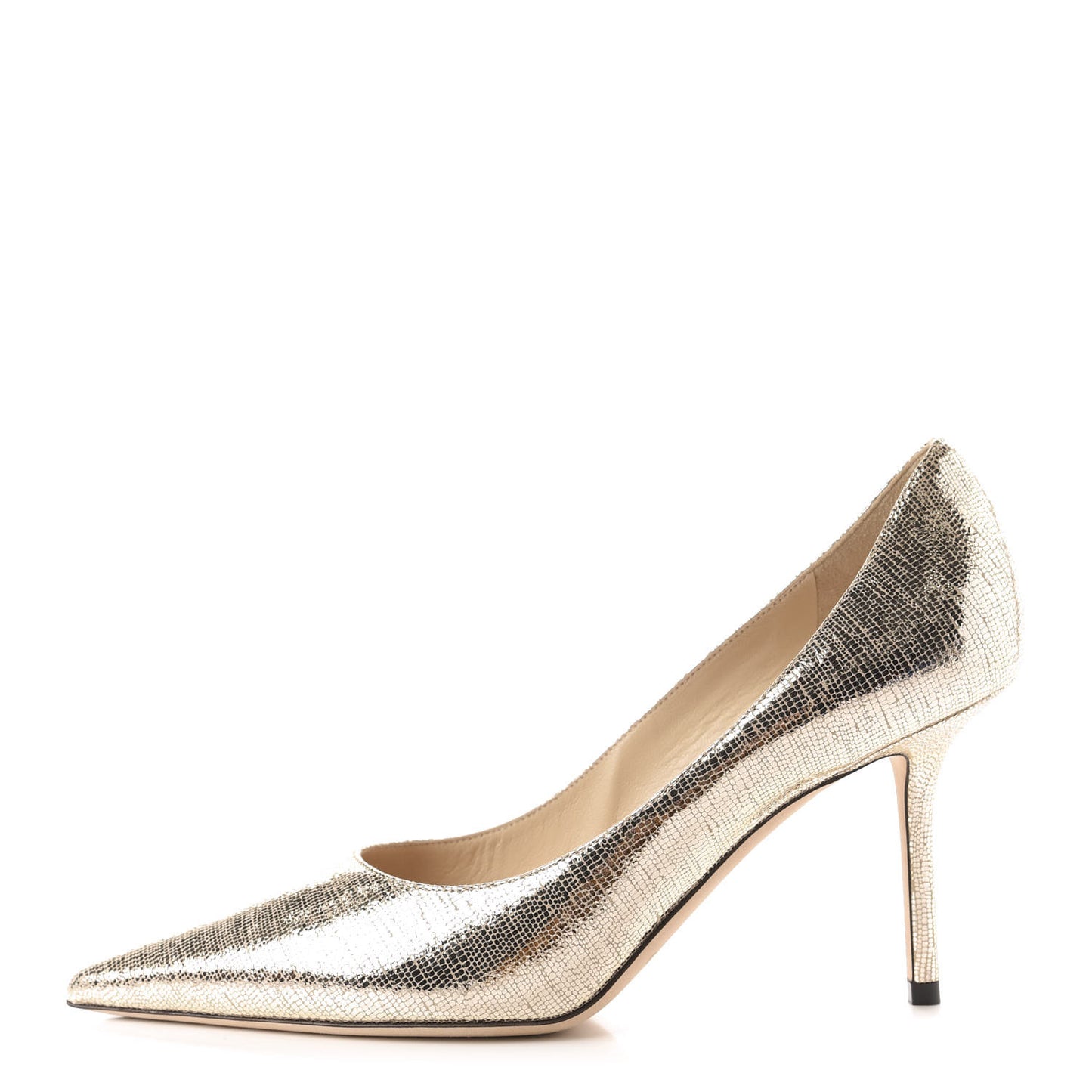 Metallic Lizard Embossed Calfskin Love 85 Pump 38 Light Gold