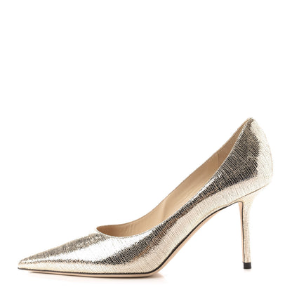 Jimmy Choo Metallic Lizard Embossed Calfskin Love 85 Pump 38 Light Gold 1 of 11