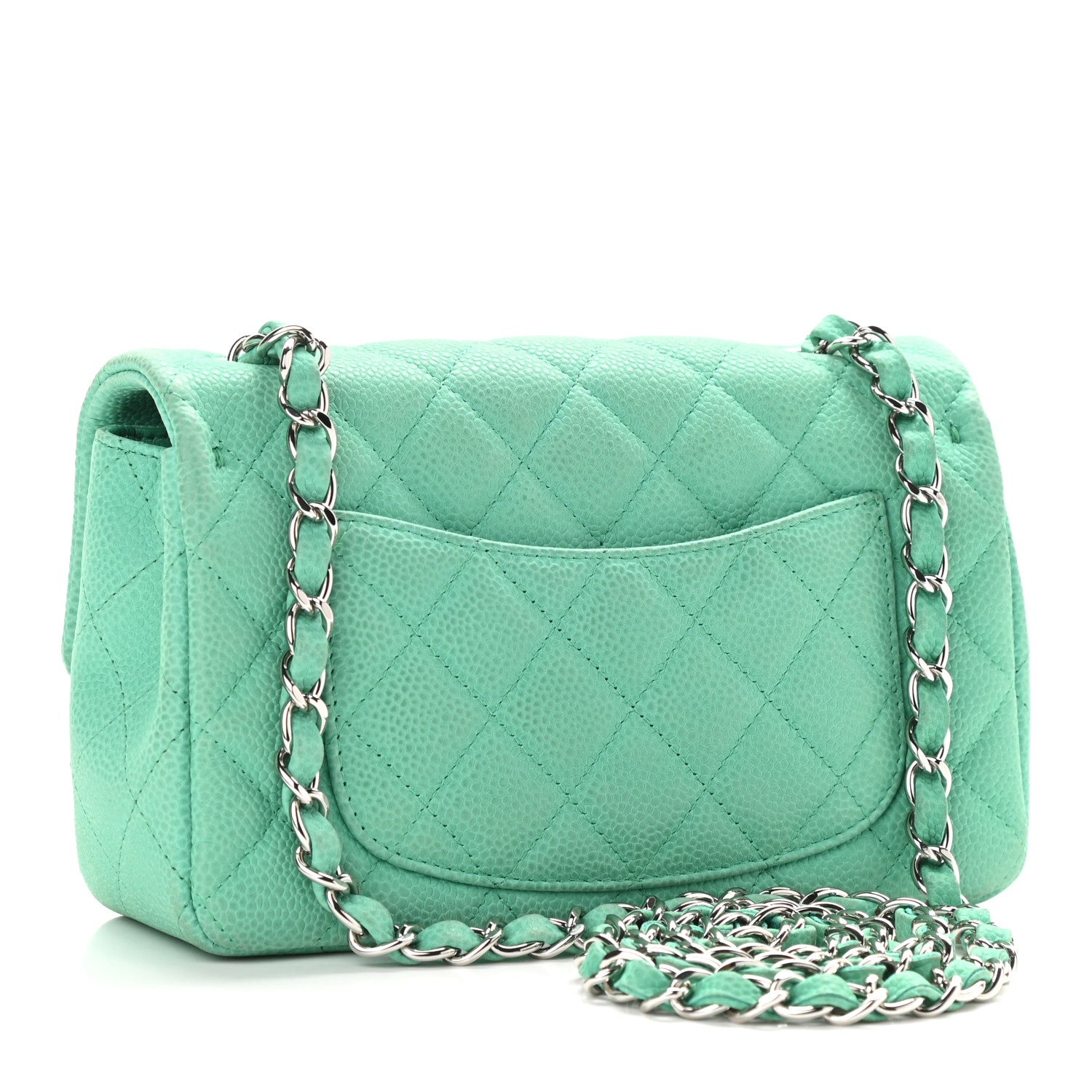 Chanel Iridescent Caviar Quilted Mini Rectangular Flap Green 3 of 10