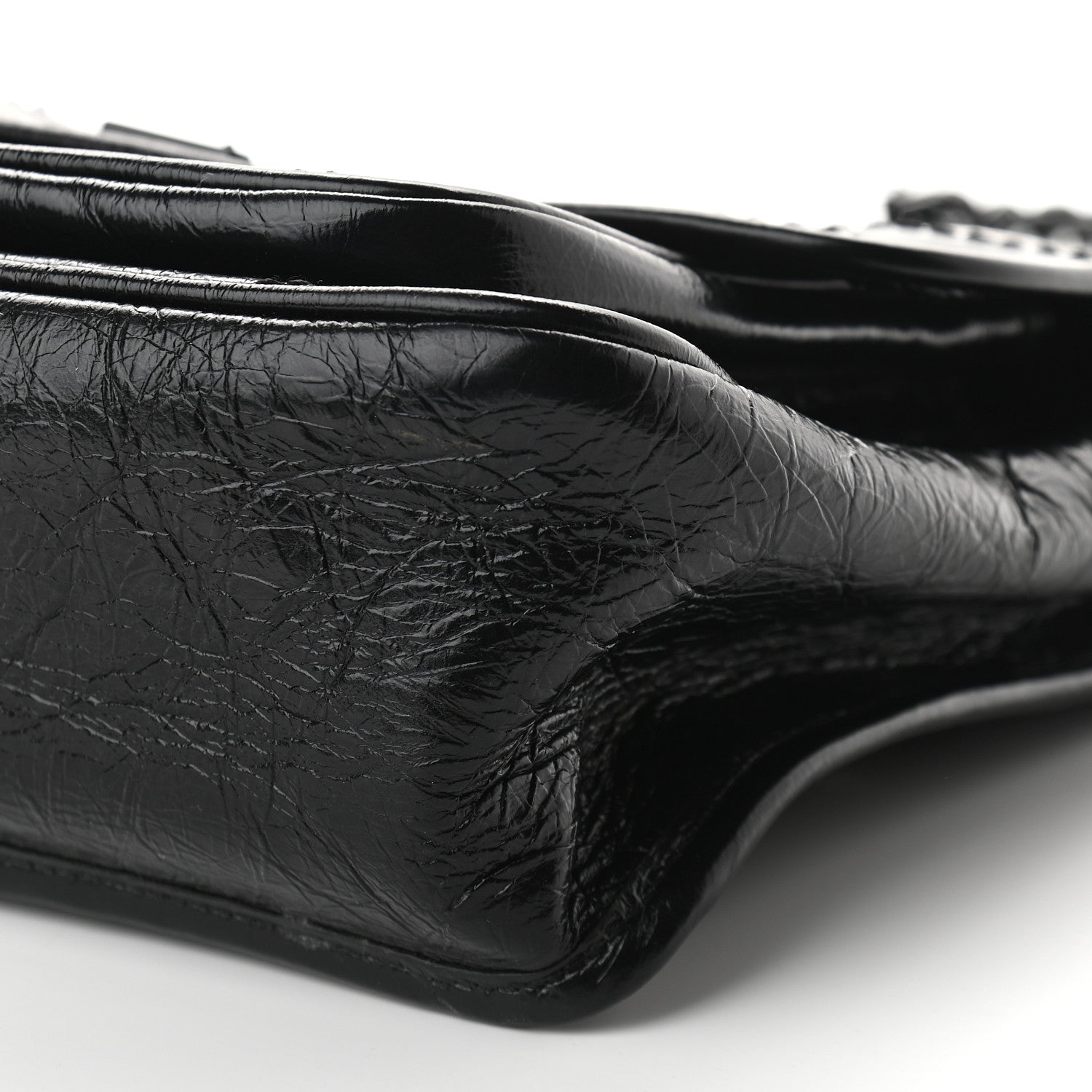 Saint Laurent Crinkled Calfskin Matelasse Monogram Medium Niki Chain Satchel Black 9 of 9