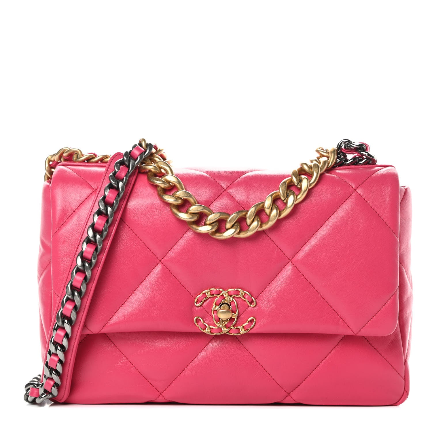 Chanel Goatskin Quilted Large Chanel 19 Flap Dark Pink 1 of 11