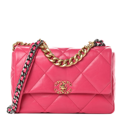 Chanel Goatskin Quilted Large Chanel 19 Flap Dark Pink 1 of 11