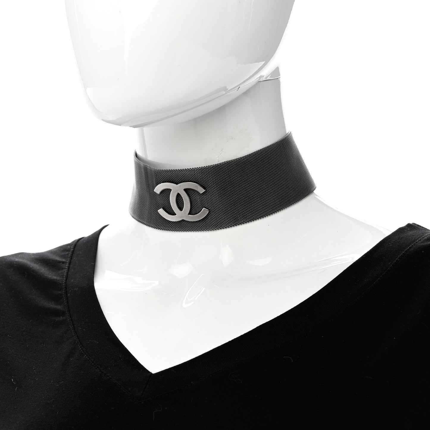 Mesh CC Choker Necklace Silver