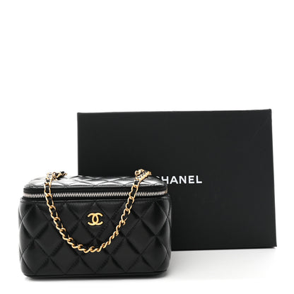 Chanel Lambskin Quilted Pearl Crush Small Vanity Case With Chain Black 11 of 11