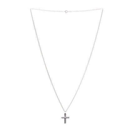 Tiffany Sterling Silver Concave Cross Pendant Necklace 3 of 4
