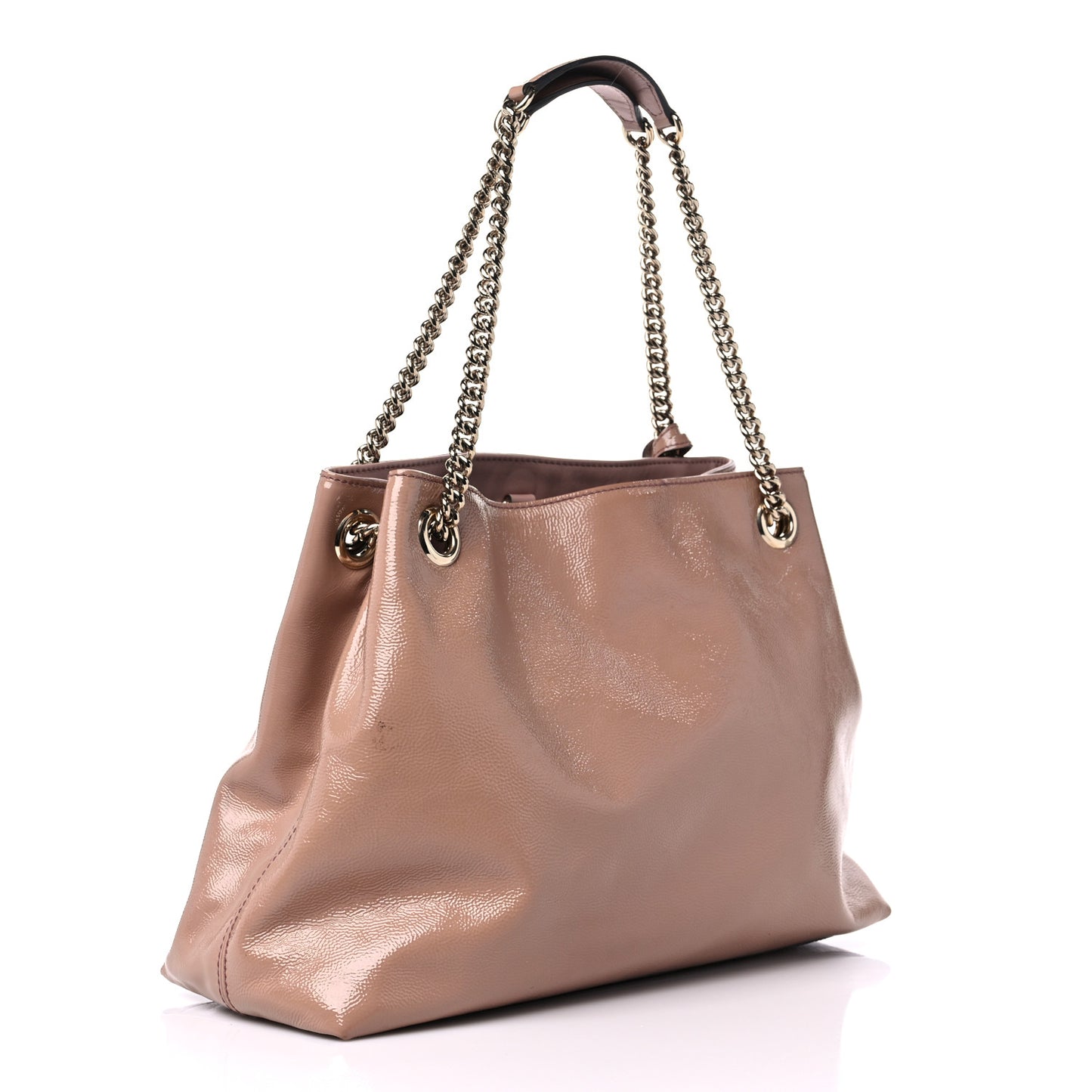 Patent Medium Soho Chain Shoulder Bag Dark Cipria