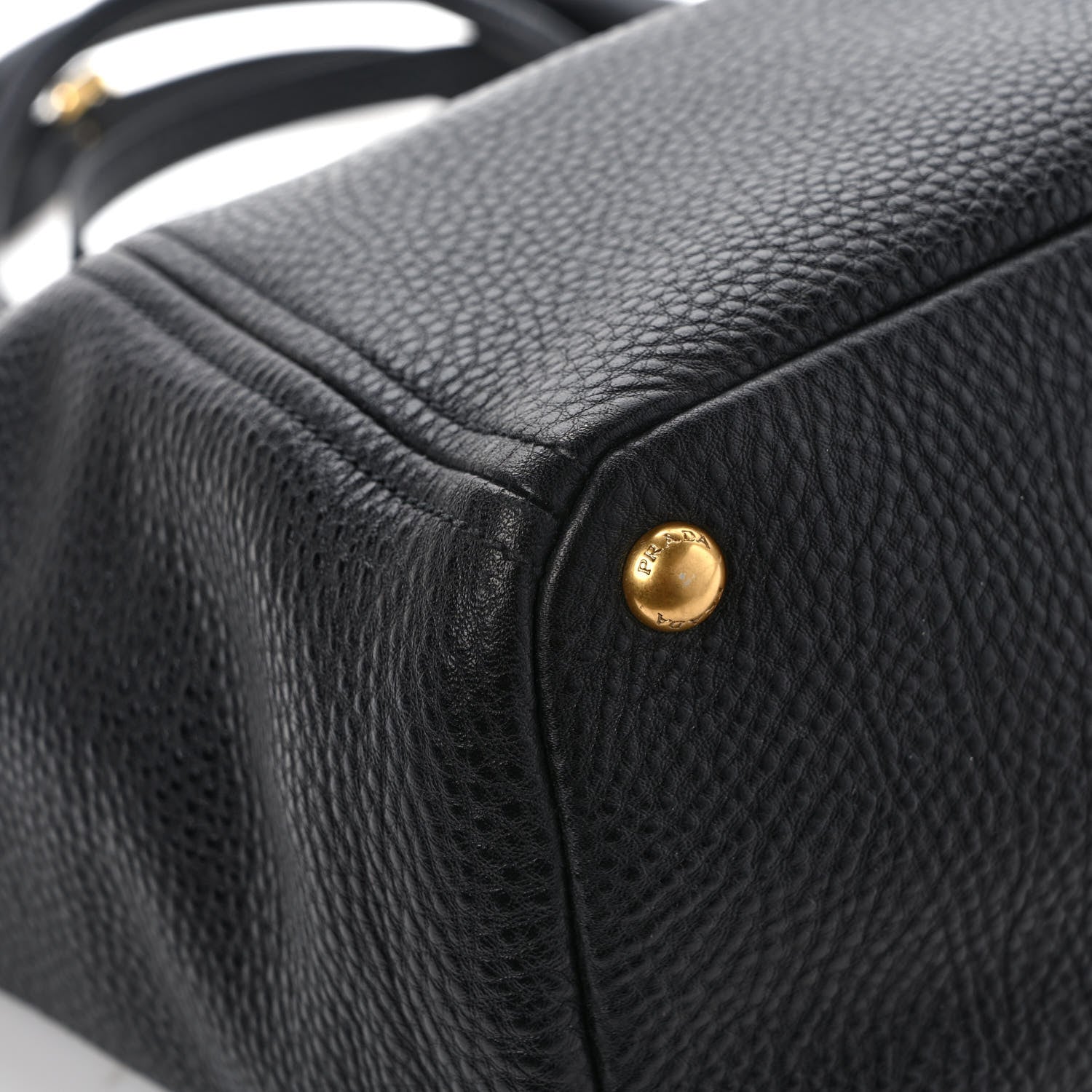 Prada Vitello Daino Side Pocket Tote Black 9 of 10