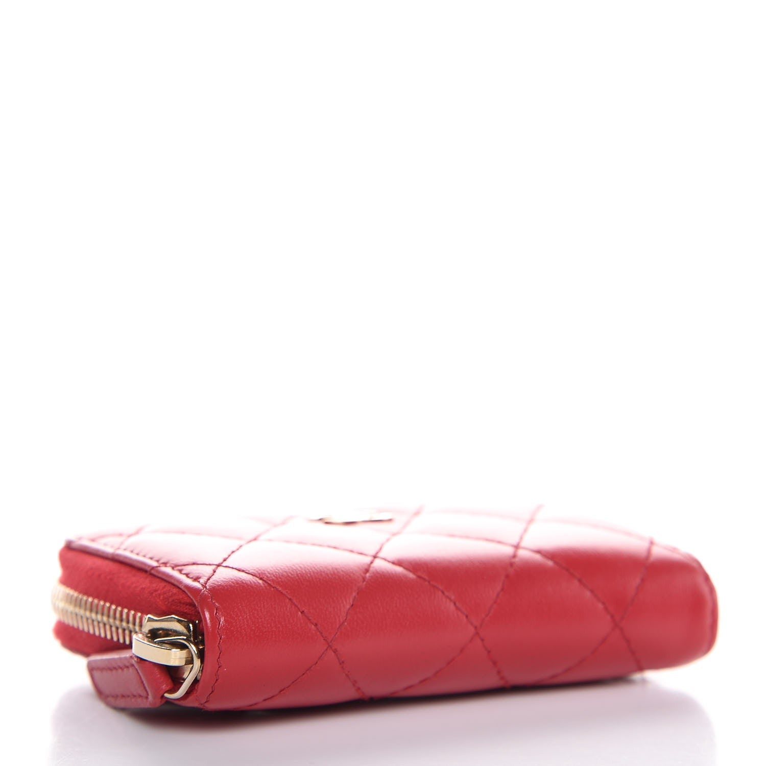 Chanel Lambskin Quilted Zip Around Coin Purse Wallet Dark Pink 4 of 7
