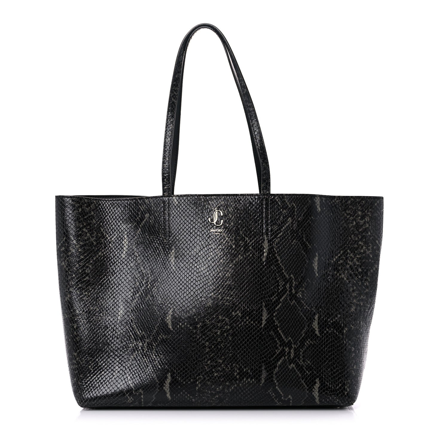 Snakeskin Embossed Calfskin JC Tote Anthracite