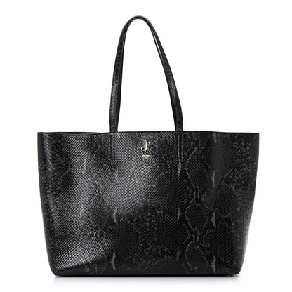 Jimmy Choo Snakeskin Embossed Calfskin JC Tote Anthracite 1 of 13