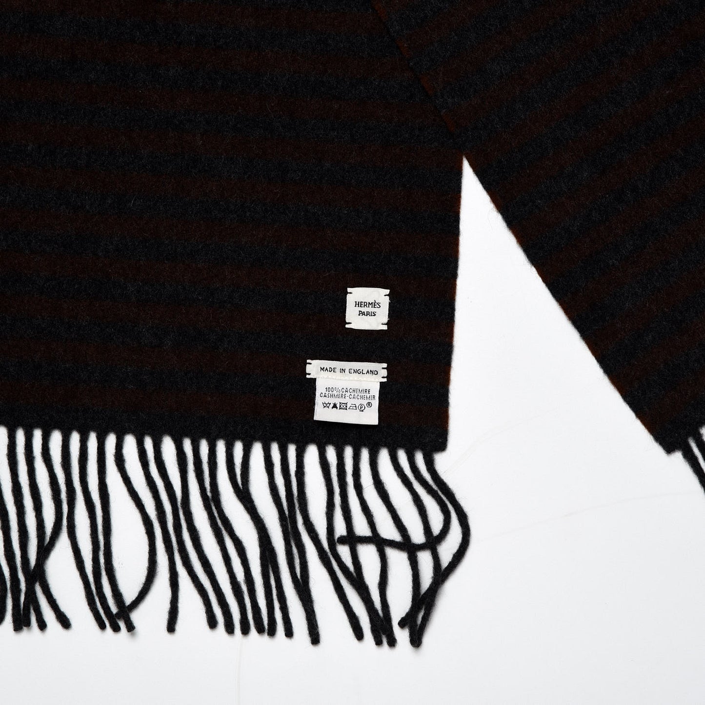 Cashmere Striped Fringe Scarf