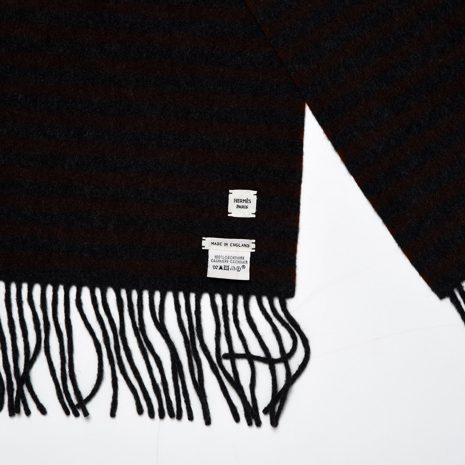 Hermes Cashmere Striped Fringe Scarf 4 of 4