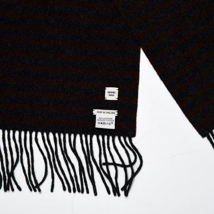 Hermes Cashmere Striped Fringe Scarf 4 of 4