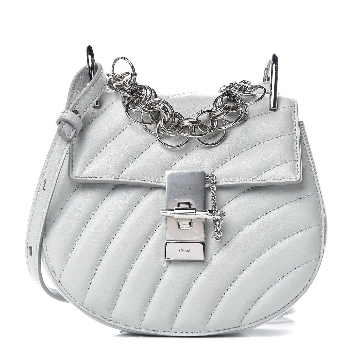 Calfskin Quilted Mini Drew Bijou Shoulder Bag Airy Grey