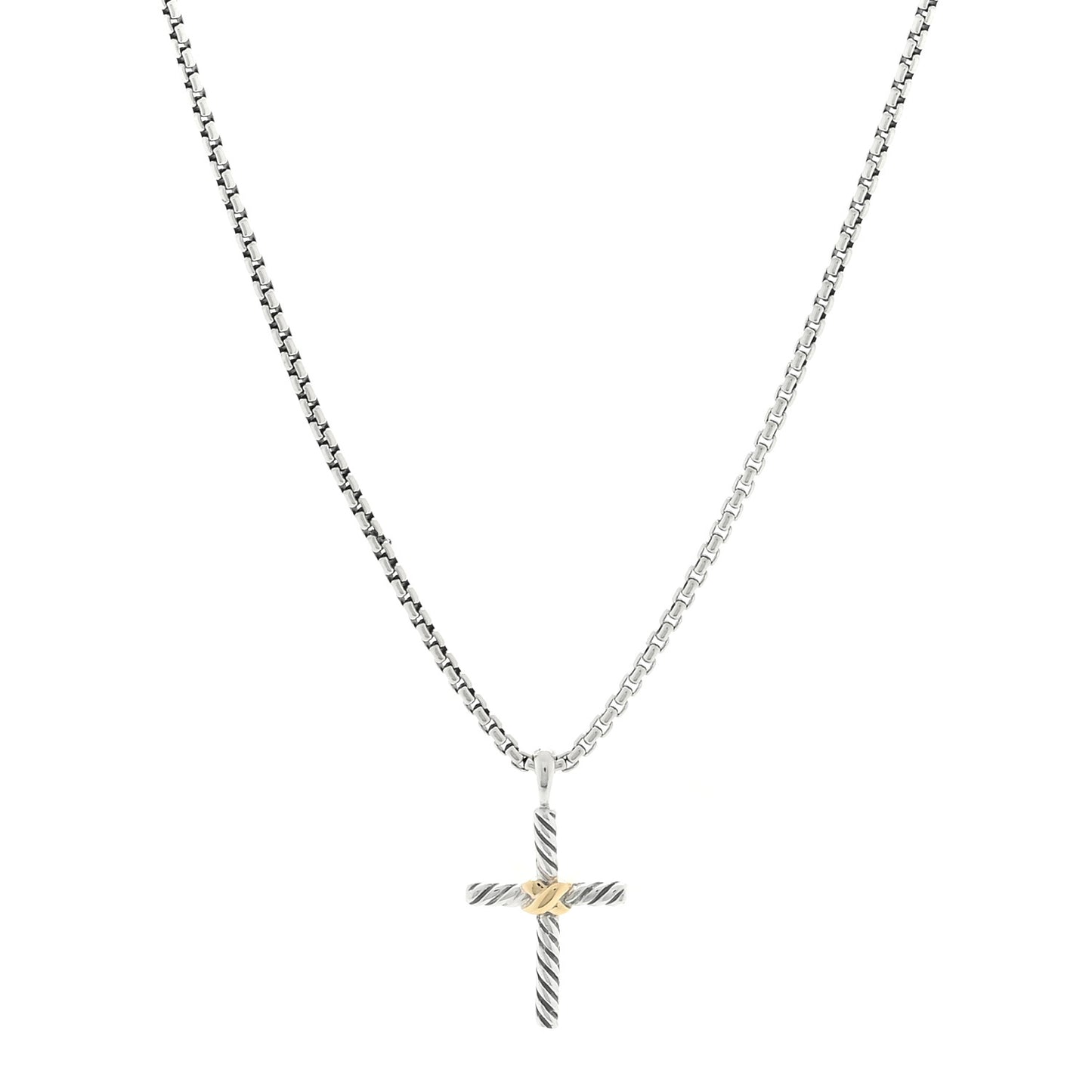Sterling Silver 14K Yellow Gold Petite X Cross Pendant Necklace