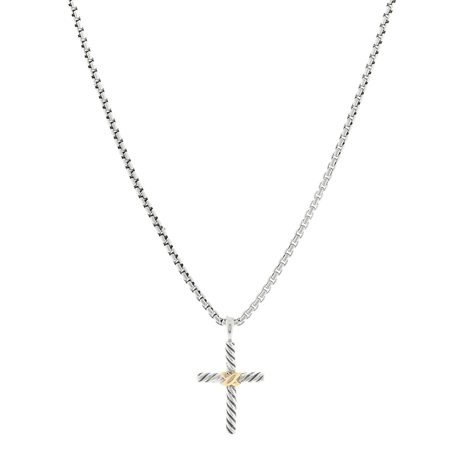David Yurman Sterling Silver 14K Yellow Gold Petite X Cross Pendant Necklace 1 of 5