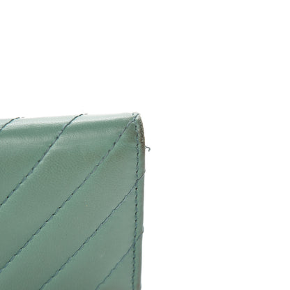 Chanel Lambskin Chevron Quilted Card Holder Wallet Green 16 of 17