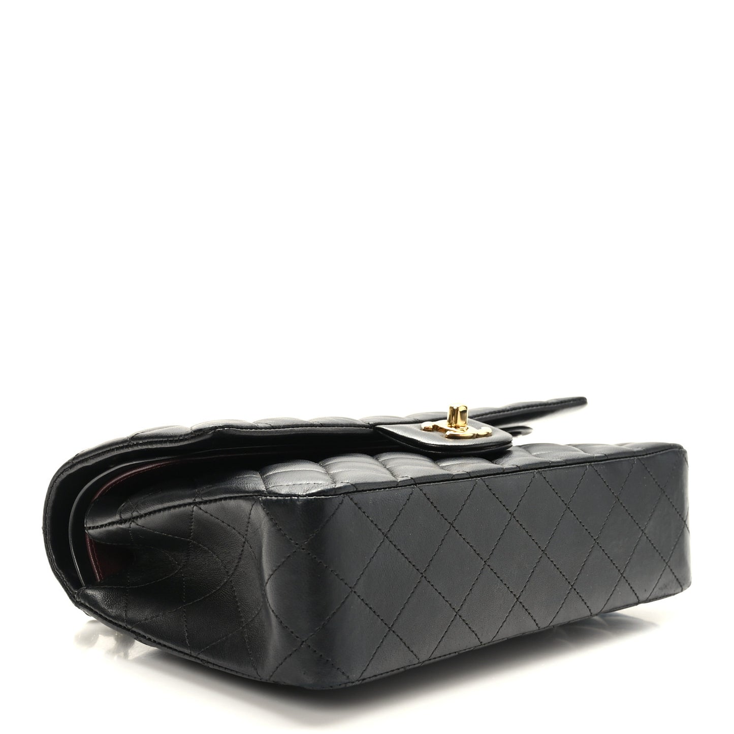 Lambskin Quilted Medium Double Flap Black