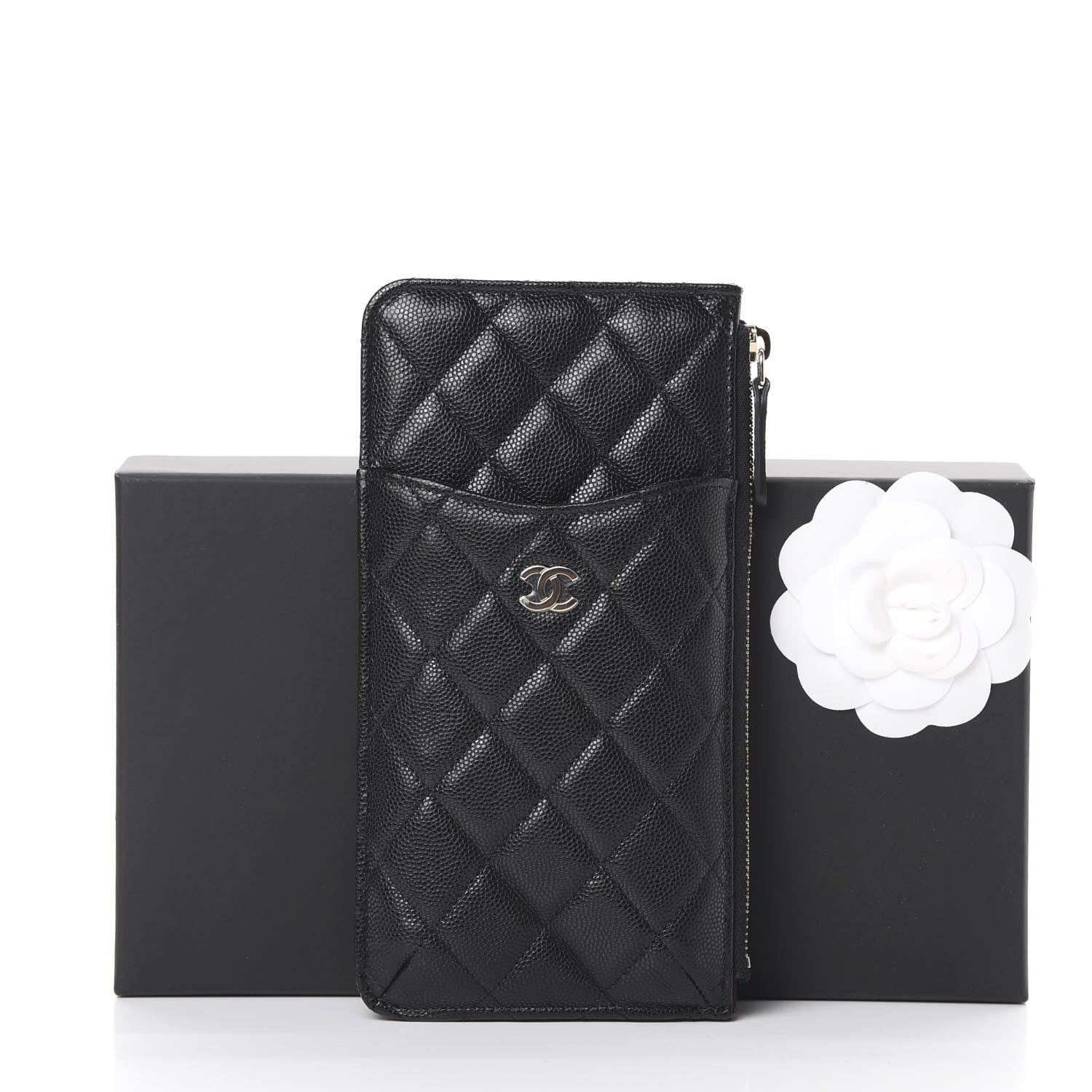 Chanel Caviar Quilted Classic Flat Wallet Pouch Black 9 of 9