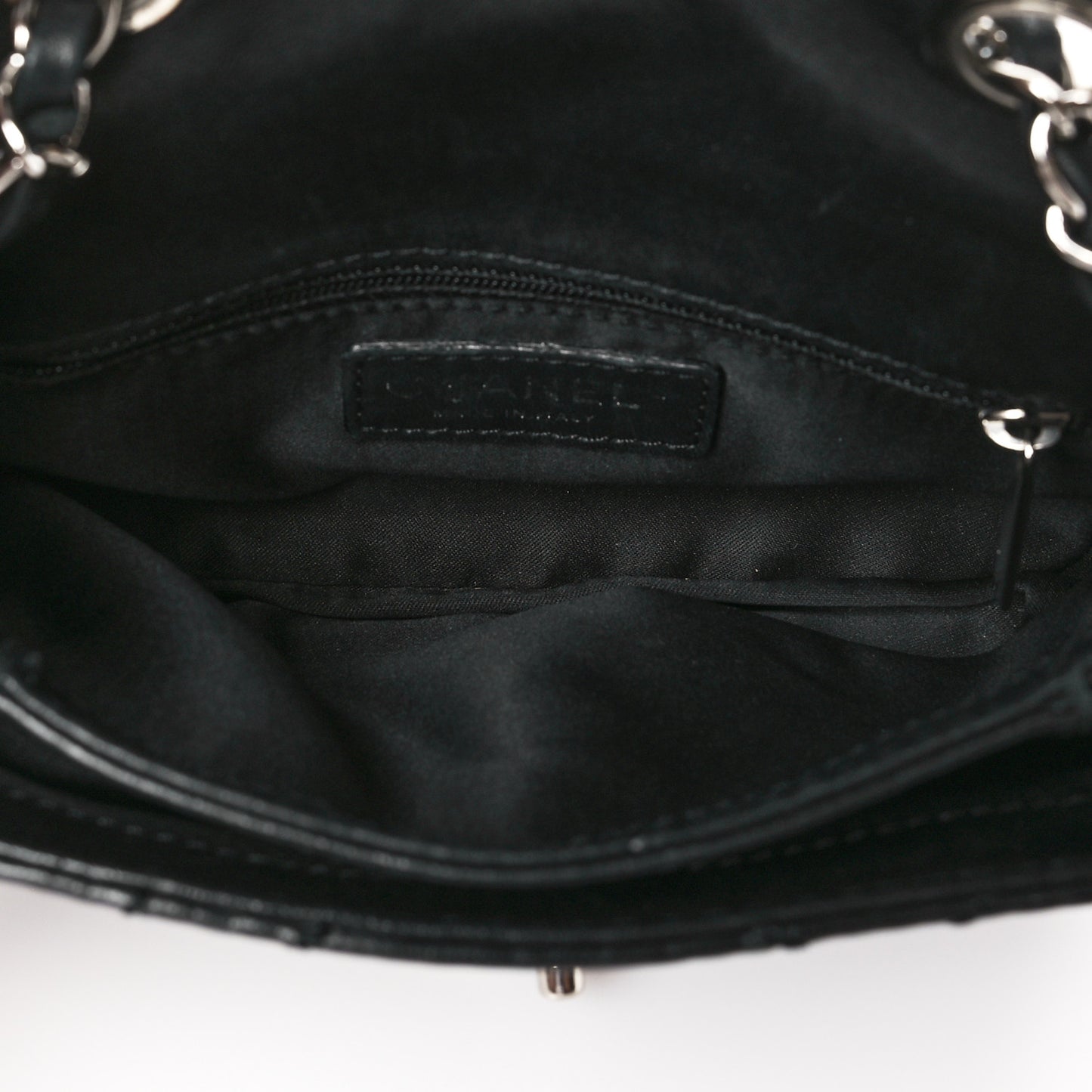 Lambskin Small Stitched Mini Flap Black