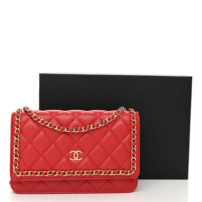 Chanel Lambskin Quilted Chain Around Wallet On Chain WOC Red 12 of 12