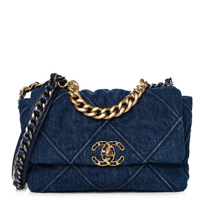 Chanel Denim Quilted Medium Chanel 19 Flap Blue 1 of 12