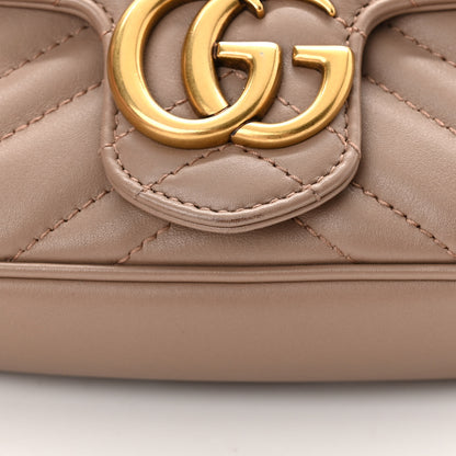 Gucci Calfskin Matelasse Super Mini GG Marmont Shoulder Bag Porcelain Rose 12 of 17