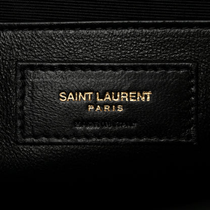 Saint Laurent Grain De Poudre Textured Mixed Matelasse Triquilt Medium Monogram Satchel Black 6 of 10