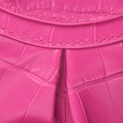 Balenciaga Extra Supple Calfskin Crocodile Embossed XS Le Cagole Shoulder Bag Lipstick Pink 8 of 10