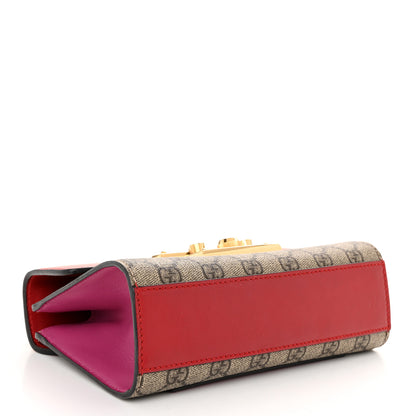 Gucci GG Supreme Monogram Calfskin Small Padlock Shoulder Bag Beige Hibiscus Red New Rosette 4 of 12