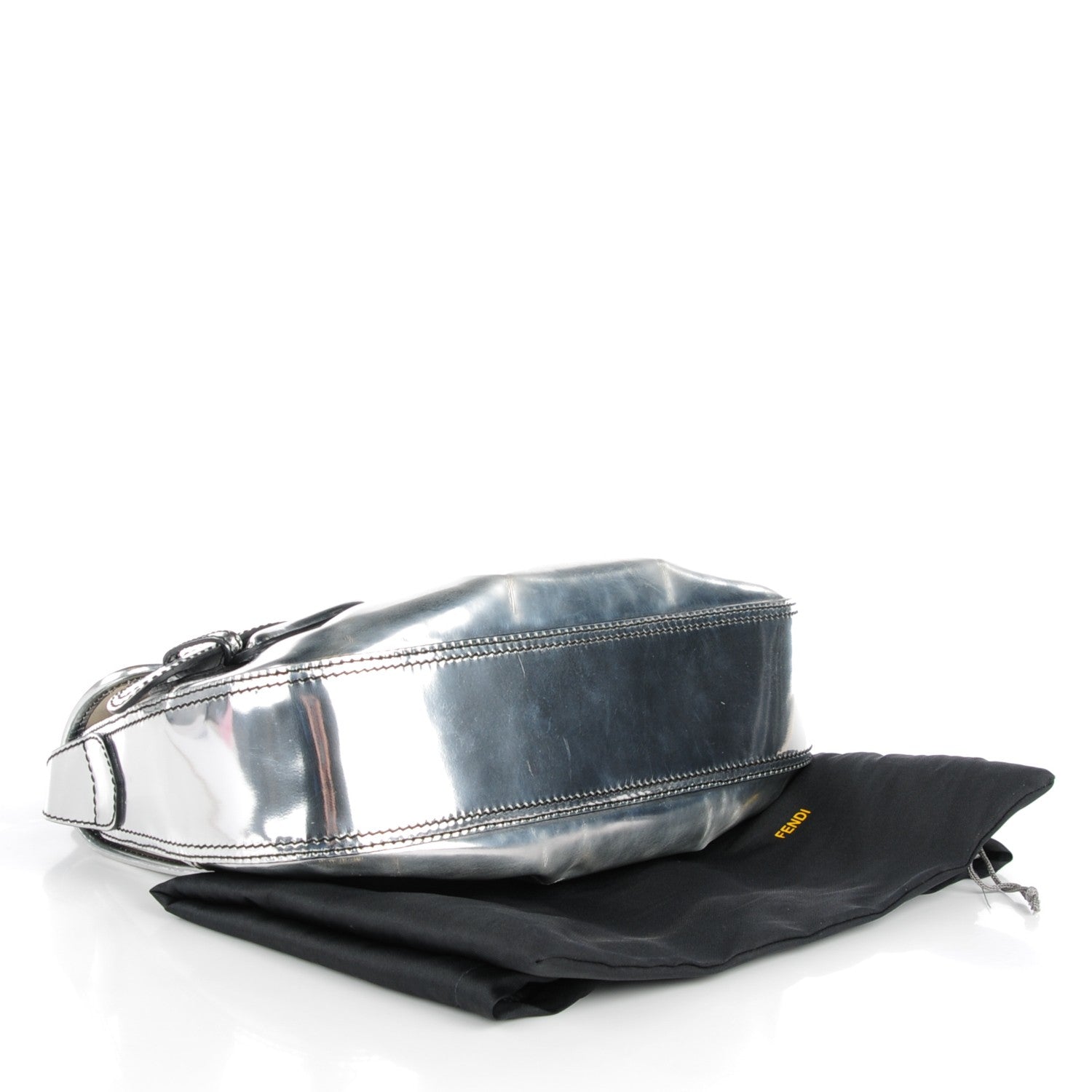 Fendi Metallic Calfskin B Bis Flap Bag Silver 4 of 7