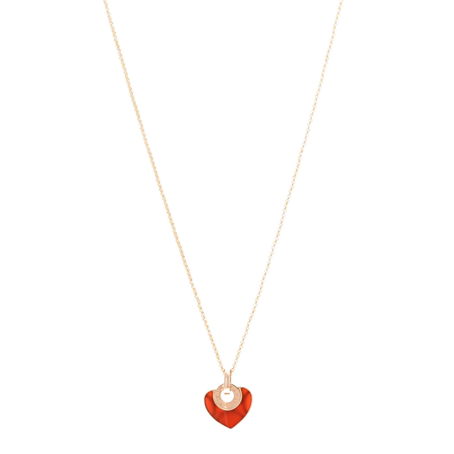 18K Rose Gold Carnelian Cuore Heart Pendant Necklace