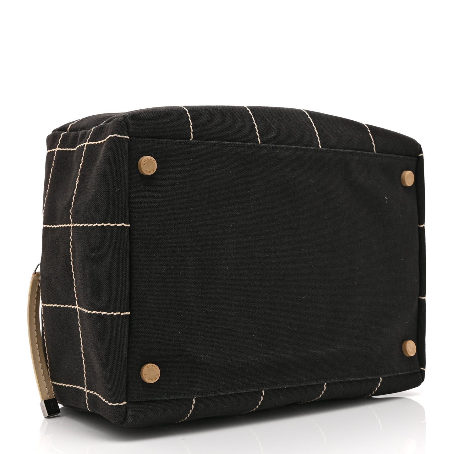 Canvas Square Stitched CC Boston Bag Black