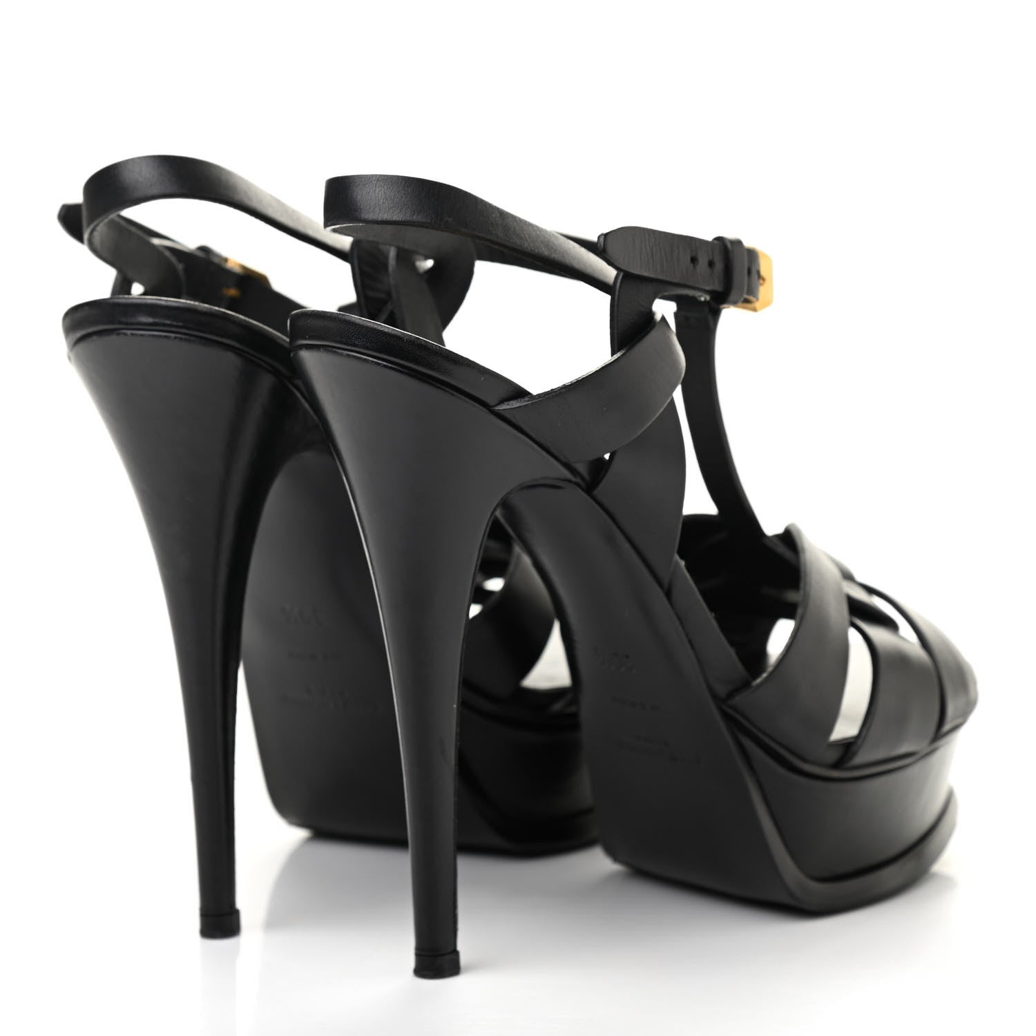 Saint Laurent Calfskin Tribute 105 Platform Sandals 39.5 Black 4 of 8