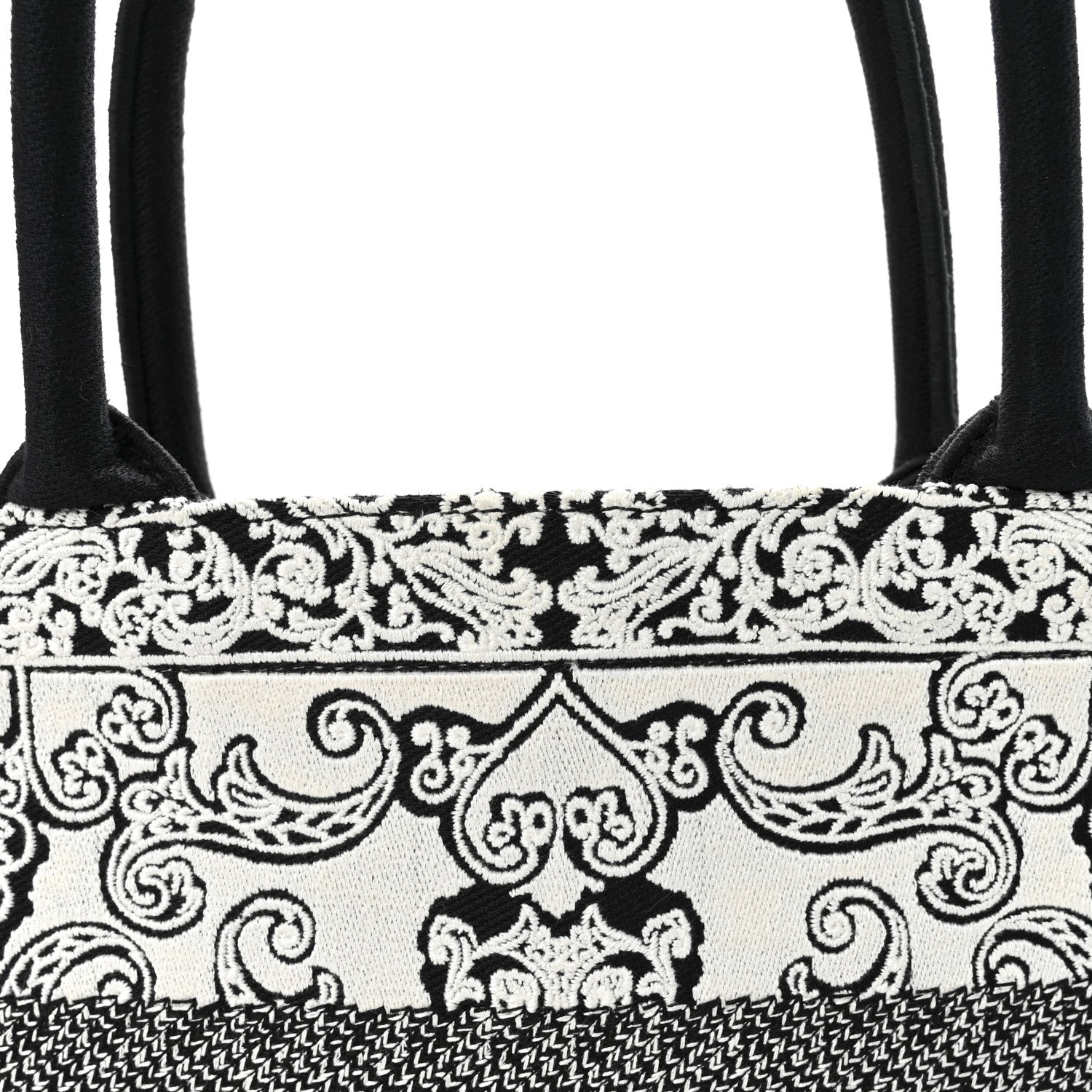 Christian Dior Canvas Embroidered Medium Ornamental Cornely Effect Book Tote Black White 7 of 9