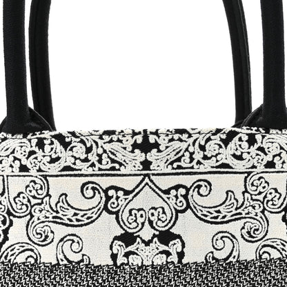 Christian Dior Canvas Embroidered Medium Ornamental Cornely Effect Book Tote Black White 7 of 9