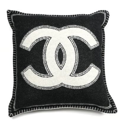 Chanel Merino Wool Cashmere CC Pillow Black White 1 of 3