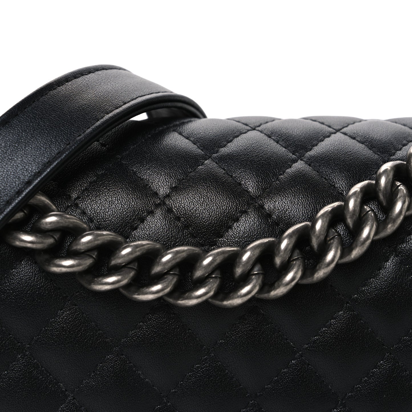 Lambskin Quilted New Medium Boy Flap Black